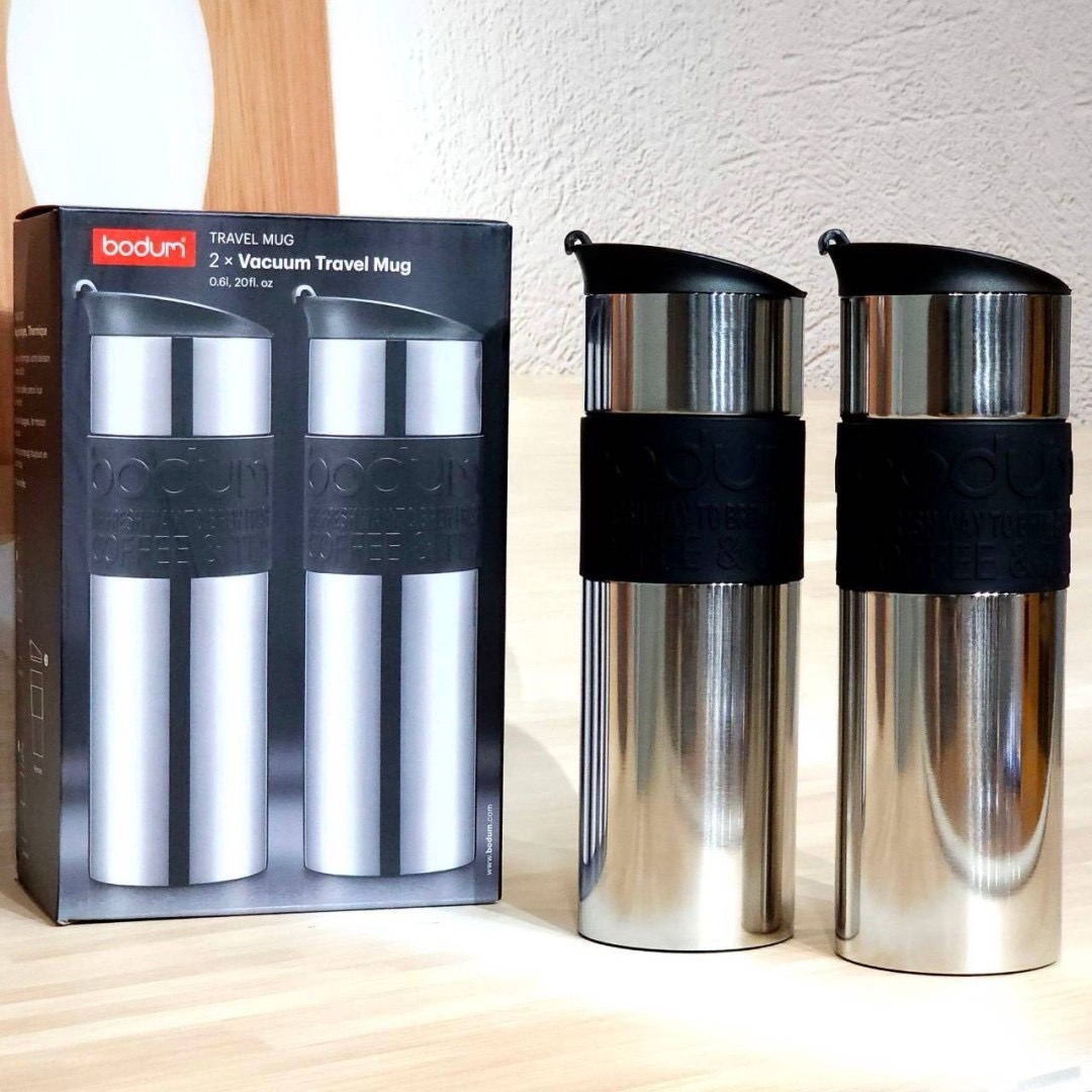 กระบอกเก็บเย็น-ร้อน แพคคู่ Bodum Stainless Steel Travel Mug 600ml × 2