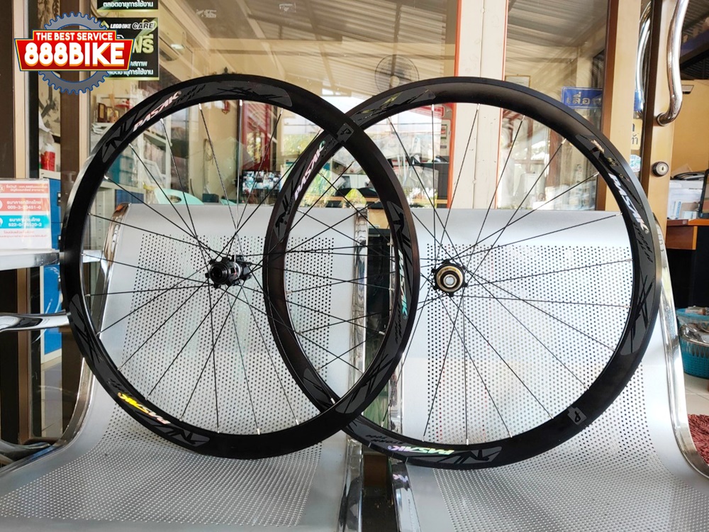 ชุดล้อเสือหมอบดิสเบรค PASAK DISC Wheelset Road Wheels Disc Brake Thru Axle F12 F15X100 R12X142 V C Brake 24 Holes 40mm Clincher Bicycle Wheels 23c 28c