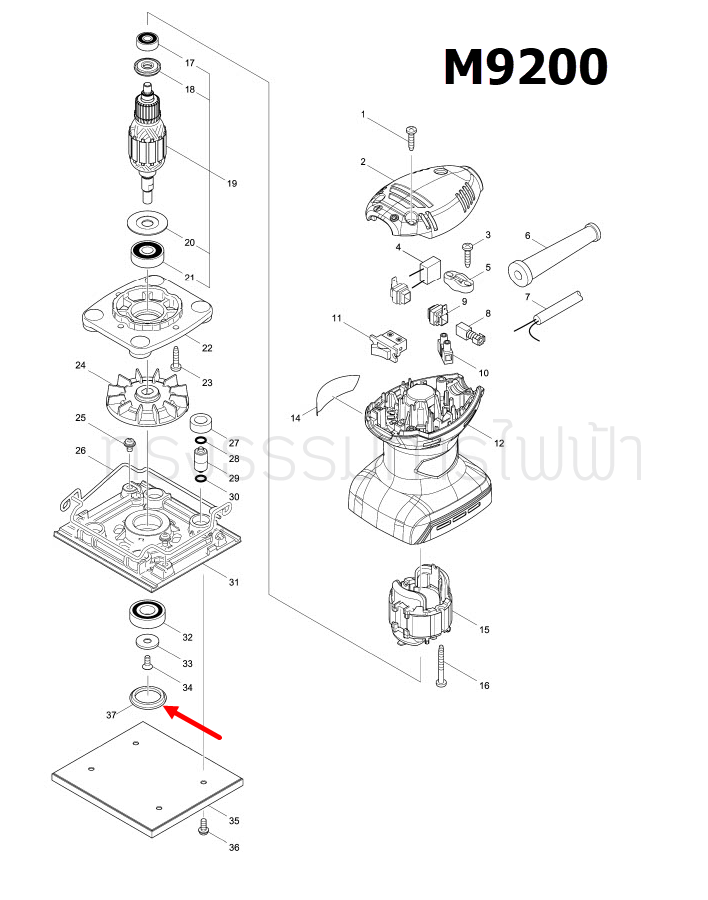 CAP 28 เครื่องขัดกระดาษทราย Makita มากีต้า MT920, MT925, M9200, M9200B [#37] Pn.424078-3 (แท้) ##
