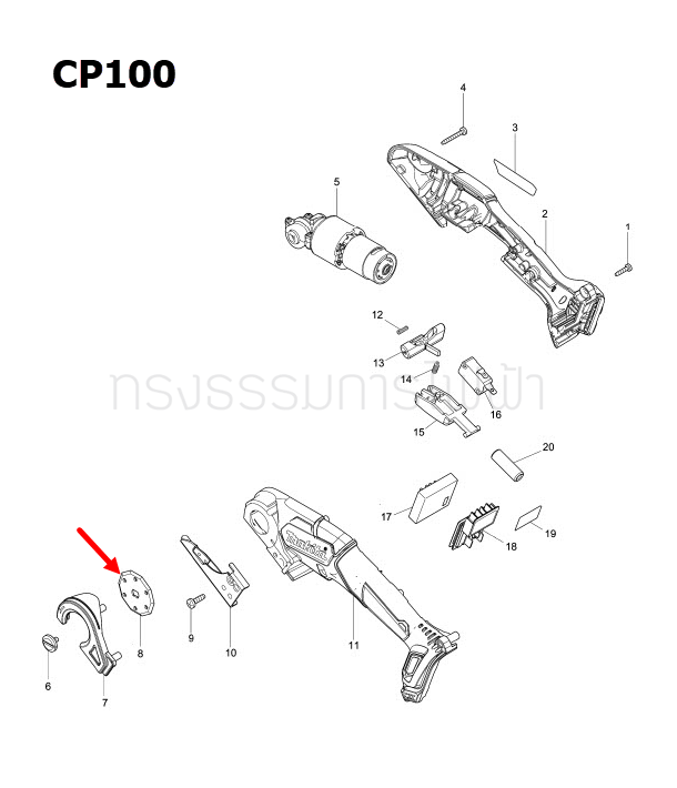 MULTI CUTTER BLADE SET เครื่องตัดไร้สาย Makita มากีต้า CP100 [#8] Pn.198604-1 (แท้) ##