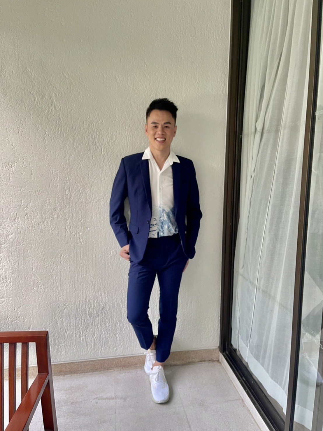 สูทตัดเช่า ชุดสูทชาย สีน้ำเงินเข้ม (ไม่ใช่สีกรมท่า) งานเนี๊ยบ ไม่มีเสื้อกั๊ก