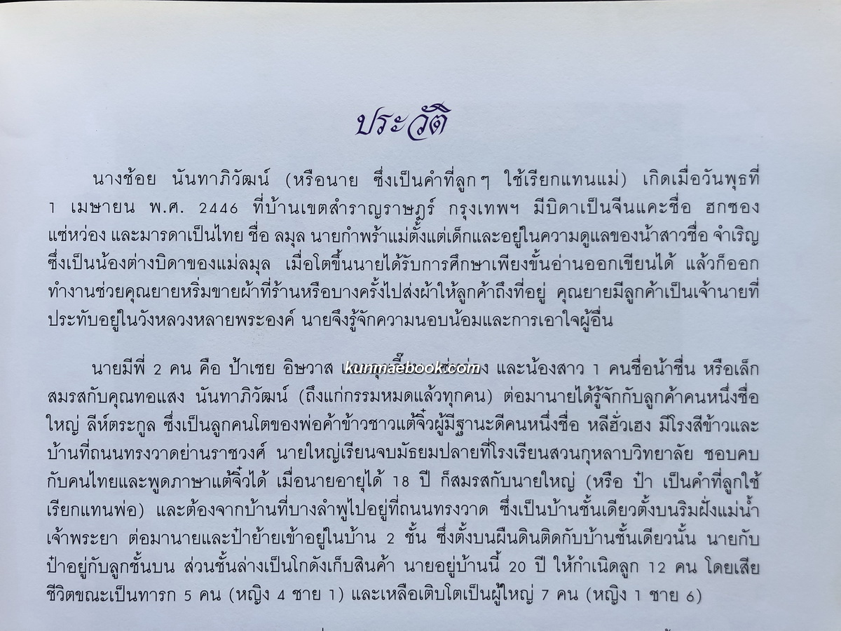 อนุสรณ์ในงานพระราชทานเพลิงศพ นางช้อย นันทาภิวัฒน์