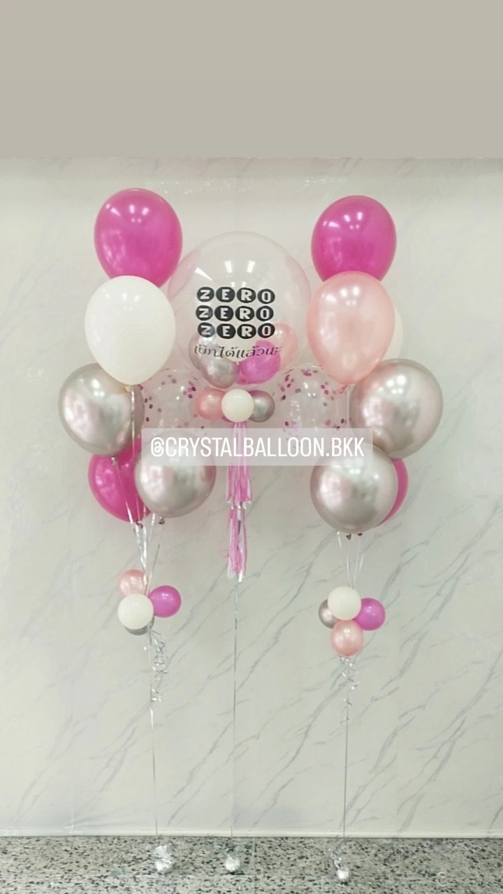 ลูกโป่ง เปิดงาน Bubble USA 24" 1 ลูก Theme สีชมพู 1 พร้อม ช่อลูกโป่ง ช่อ 7 ลูก 2 ช่อ พร้อมตกแต่ง สามารถเปลี่ยนสีลูกโป่ง/เปลี่ยนข้อความได้