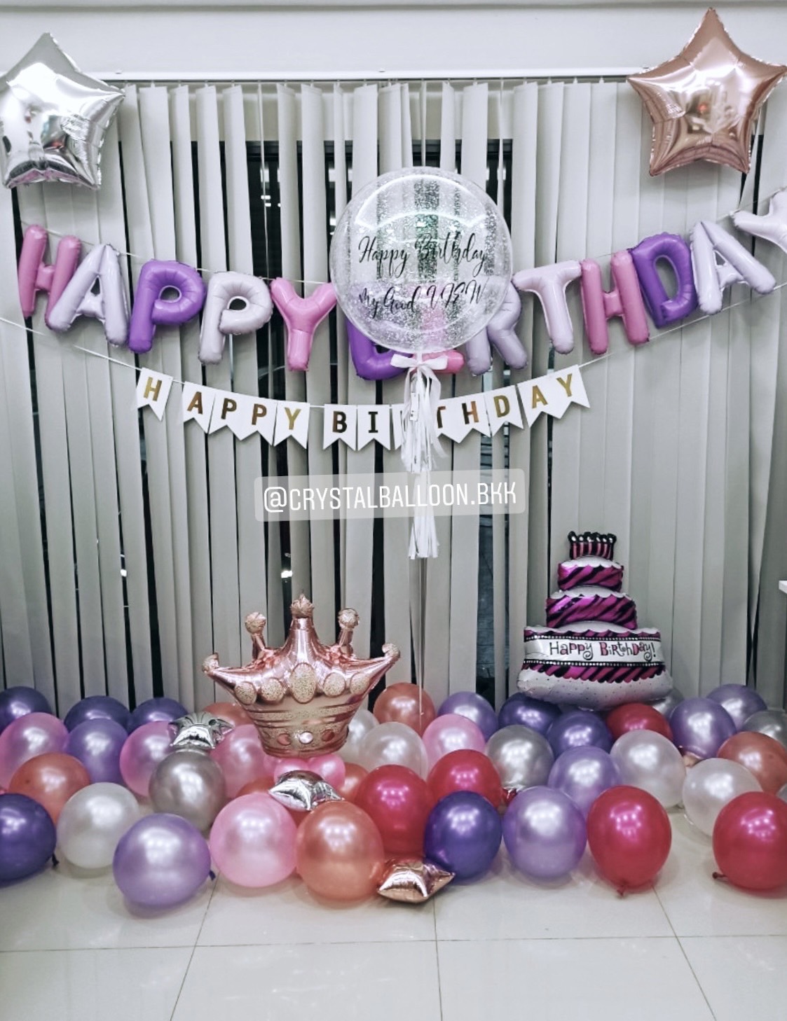 ลูกโป่ง วันเกิด Bubble ขนาด 24" พร้อม ฟอยล์ตัวอักษร,ป้ายธง Happy Birthday,ลูกโป่งโปรยพื้น 40 ลูก,ฟอยล์ดาว ขนาด 10"/24",ฟอยล์ตกแต่งตั้งฐาน 1 ชิ้น พร้อม ฟอยล์เค้กใหญ่ 1 ชิ้น พร้อมตกเเต่ง สามารถเปลี่ยนสีลูกโป่ง/เปลี่ยนข้อความได้