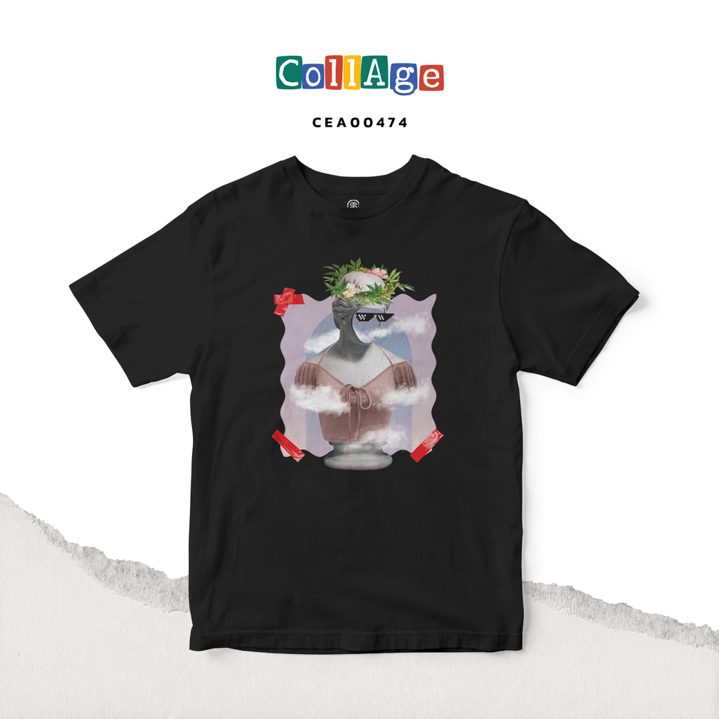 เสื้อยืดพิมพ์ลาย Collage Smoke Cannabis I รหัส CEA00474 สีดำ #เสื้อยืด #Collage