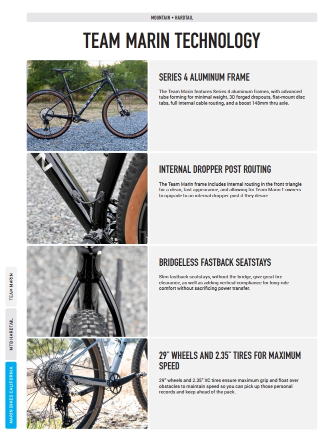 จักรยานเสือภูเขา TEAM MARIN 1 CROSS COUNTRY RACING MTB 29ER 1*12 สปีด DEORE 2021