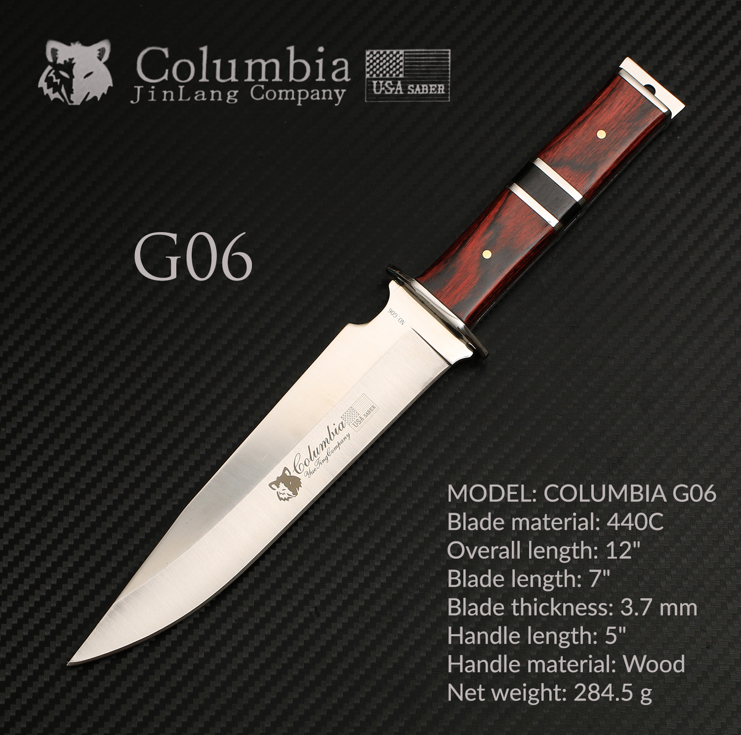 มีดเดินป่า COLUMBIA รุ่น G06 ใบมีดสวย ด้ามจับไม้ ใบมีดสแตนเลส