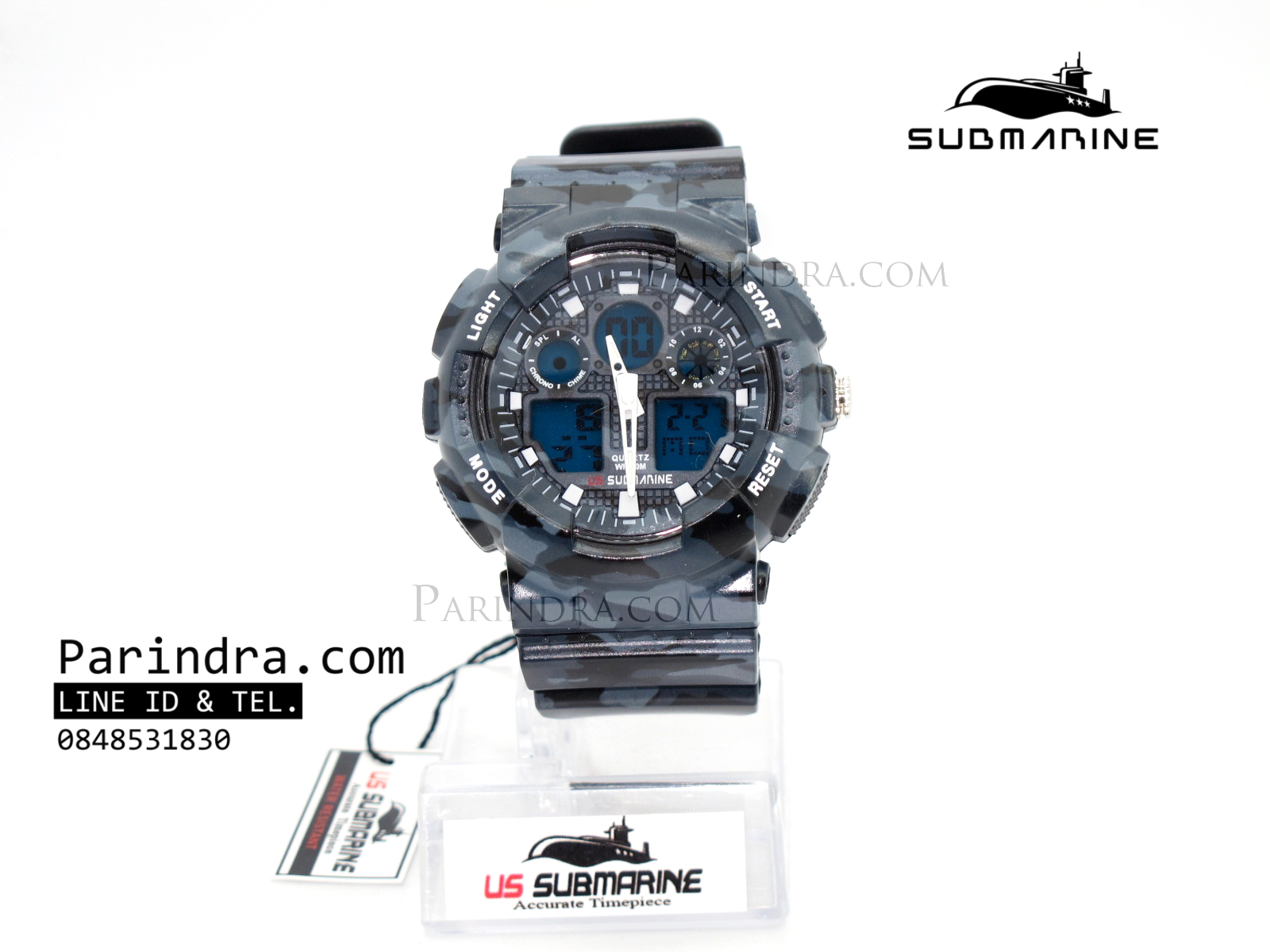 นาฬิกา US submarine รุ่น TP3176M (Military) สีลายพรางทหารสีเทาเข้มๆ หน้าปัดพื้นน้ำเงิน