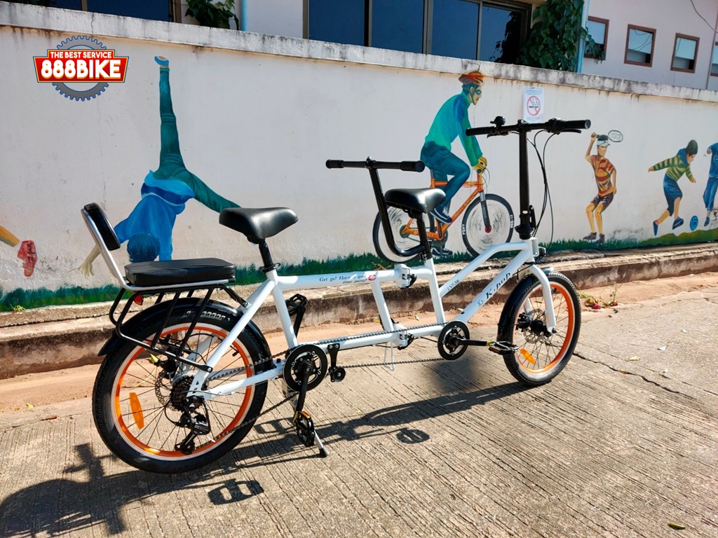 K-POP LG450 จักรยานสองตอน Tandem bicycle Double Folding Bike เกียร์ 8 สปีด พับได้ ล้อ 20นิ้ว เฟรมเหล็ก ปี 2023