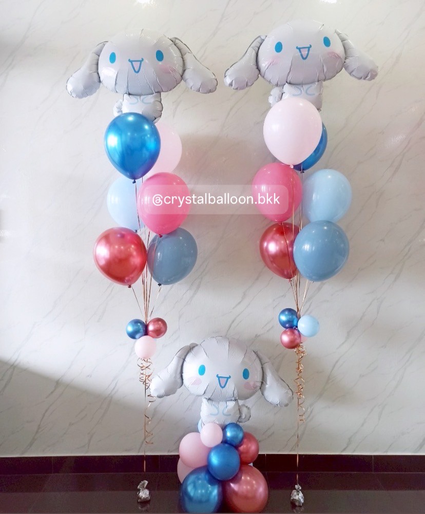 ลูกโป่ง วันเกิดเด็ก ช่อลูกโป่งฟอยล์Sanrio ช่อ 7 ลูก 2 ช่อ พร้อม ฟอยล์Sanrio ตั้งฐาน 1 ชิ้น Theme ชมพู - ฟ้า พร้อมตกแต่ง สามารถเปลี่ยนสีลูกโป่ง/เปลี่ยนข้อความ/เปลี่ยนสี-ฟอยล์ตัวเลข/เปลี่ยนฟอยล์ตกแต่งได้