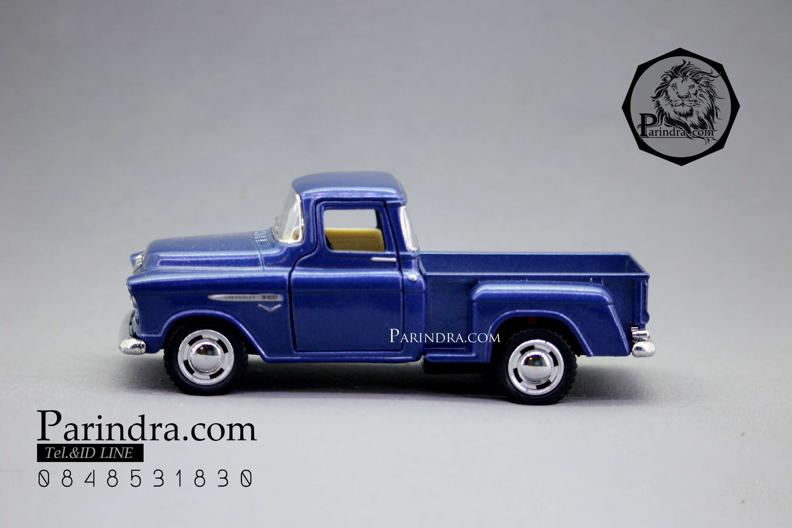 โมเดลรถเหล็กรถจำลอง CHEVROLET Chevy Stepside Pick-up 1955 สีน้ำเงิน