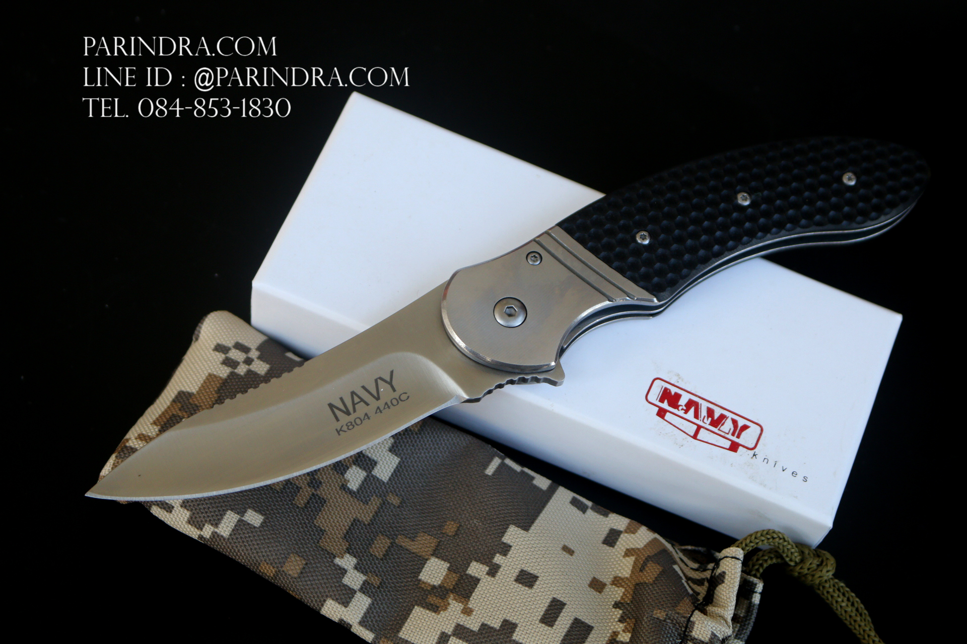 มีดพับ Navy รุ่น K804B สีดำ ใบสีเงิน ด้าม G10 ทรงสวย ของแท้ 100%