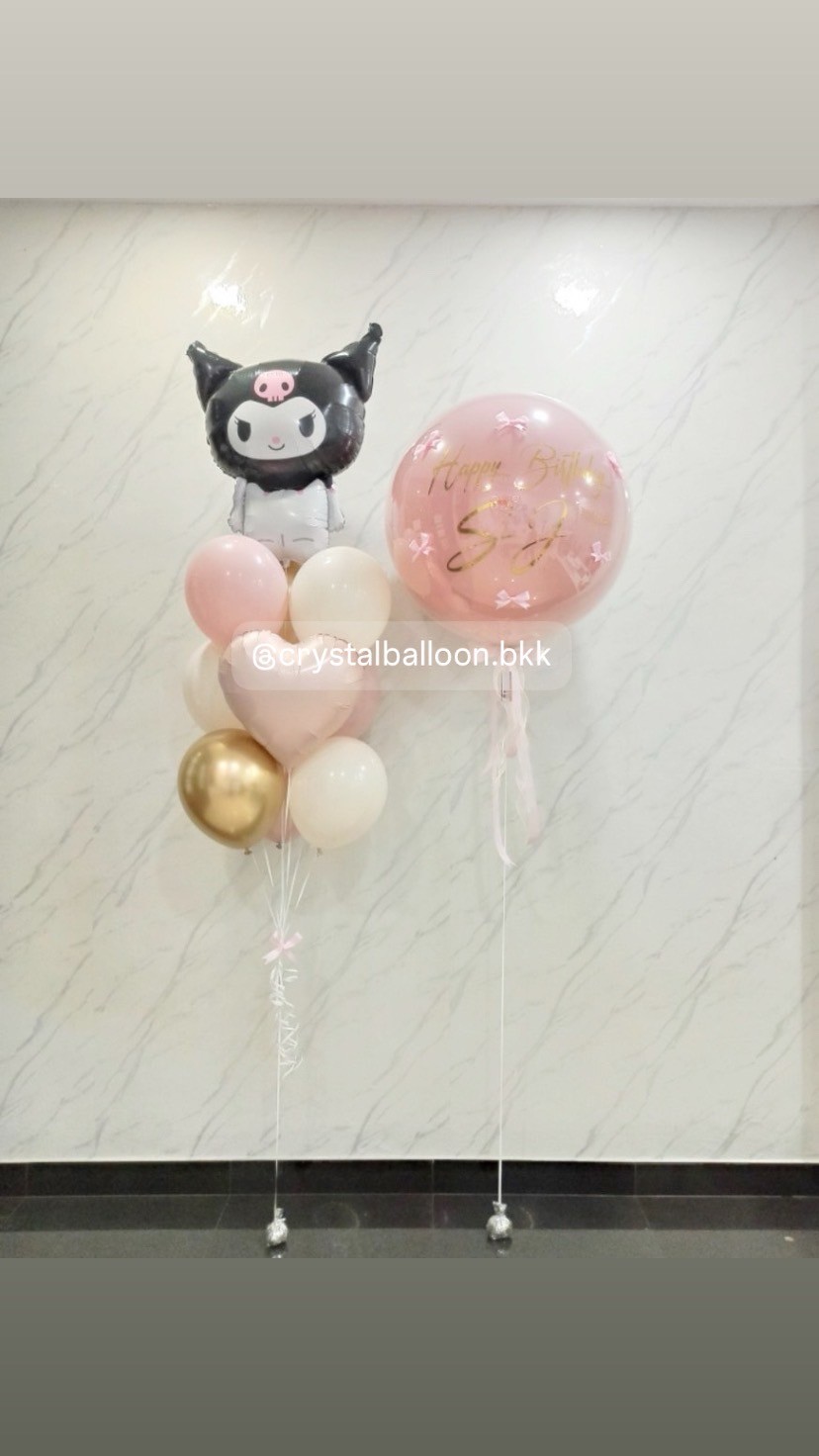 ลูกโป่ง วันเกิดเด็ก ลูกโป่งยาง ขนาด 36" สี Dusk Pink 1 ลูก พร้อม ประดับโบว์จิ๋ว 6 ชิ้น,ฟอยล์คุโรมิ 1 ชิ้น,ฟอยล์หัวใจ ขนาด 18" 1 ชิ้น ช่อลูกโป่ง ช่อ 10 ลูก 2 ช่อ พร้อมตกแต่ง สามารถเปลี่ยนสีลูกโป่ง/เปลี่ยนข้อความ/เปลี่ยนขนาดได้