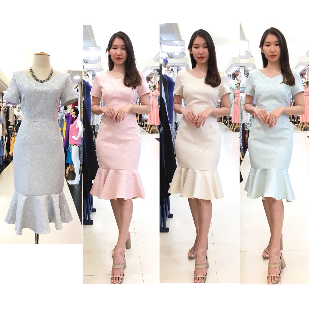 ชุดเพื่อนเจ้าสาว ชุดราตรีสั้น Lilian - Scoop-neck top & ruffle skirt