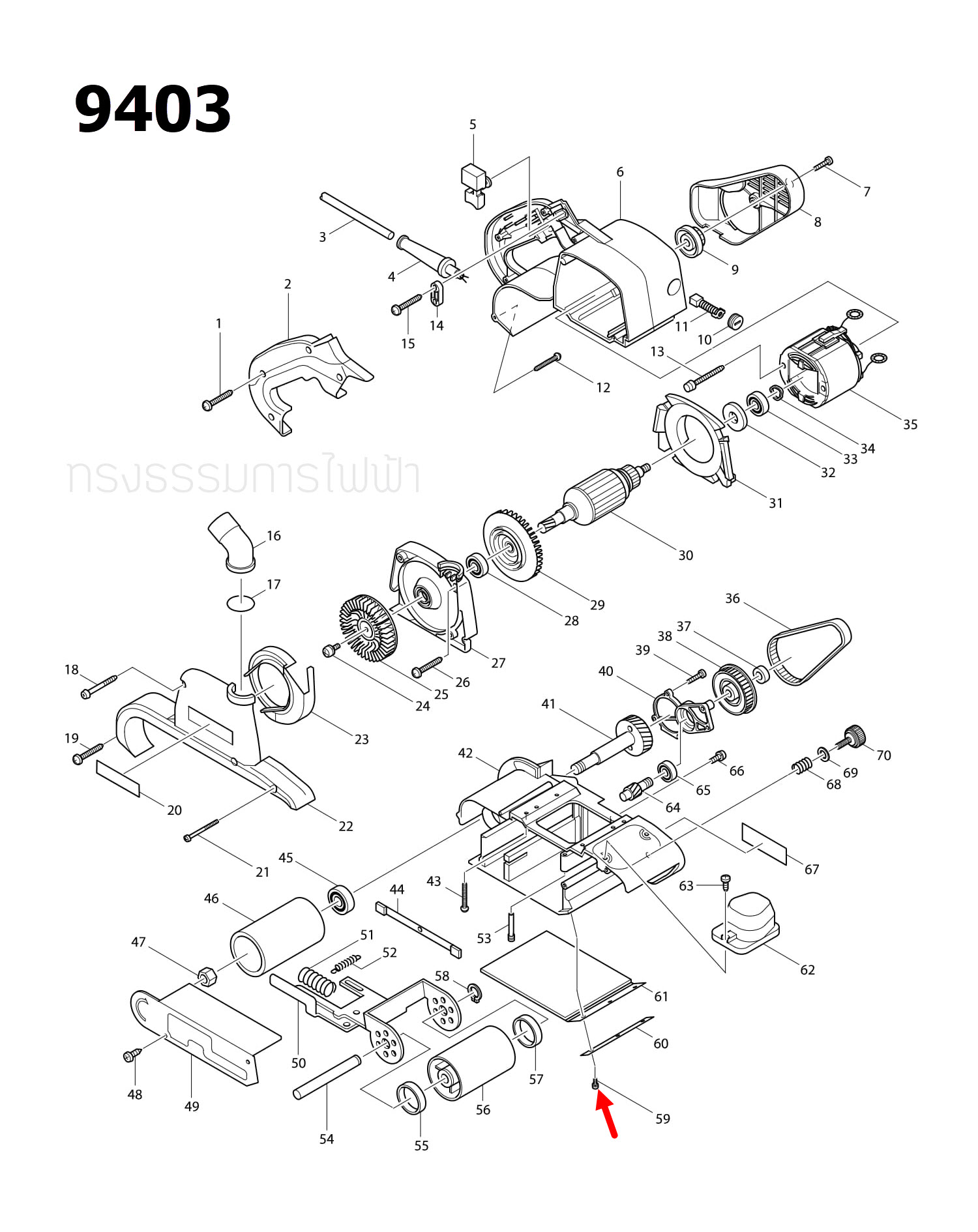 สกรู M4X12 เครื่องขัดสายพาน Makita มากีต้า 9403 [#59], BO4901 [#55] Pn.911118-1 (แท้) ##
