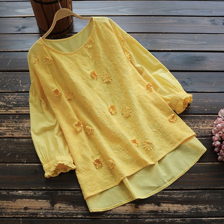 เสื้อผ้าฝ้ายนุ่มปักลายลูกไม้