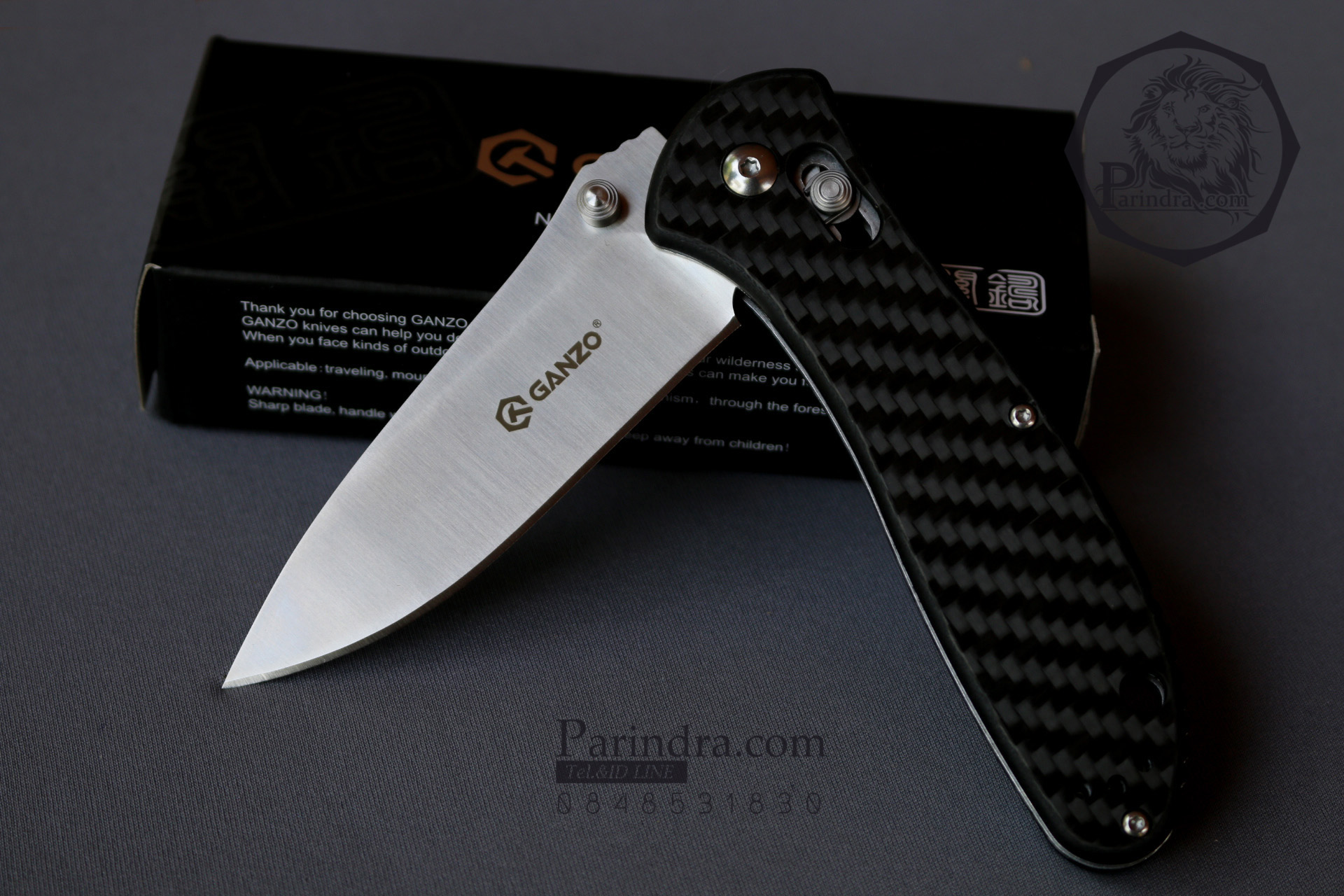 มีดพับ Ganzo รุ่น G7391 CF สีดำ ด้ามลายคาร์บอนไฟเบอร์ ของแท้ 100%