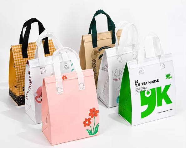 ถุงผ้ารีไซเคิล PLA non-woven เก็บอุณหภูมิ ขนาด ก.24*ส.30*ก้น-ข้่ง 15 ซม.