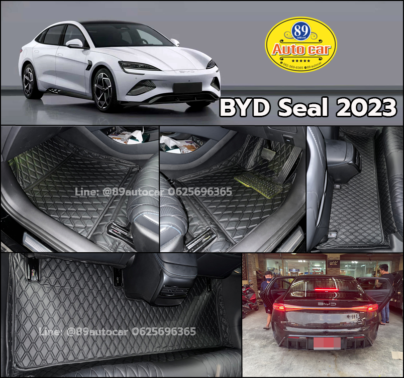 พรมปูพื้นรถยนต์ BYD Seal (บีวายดี ซีล) ปูพรมVVIP สีดำด้ายดำ ในห้องโดยสาร
