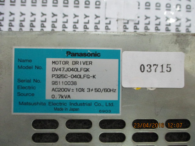 SERVO DRIVE “ PANASONIC ” รุ่น DV47J040LFGK