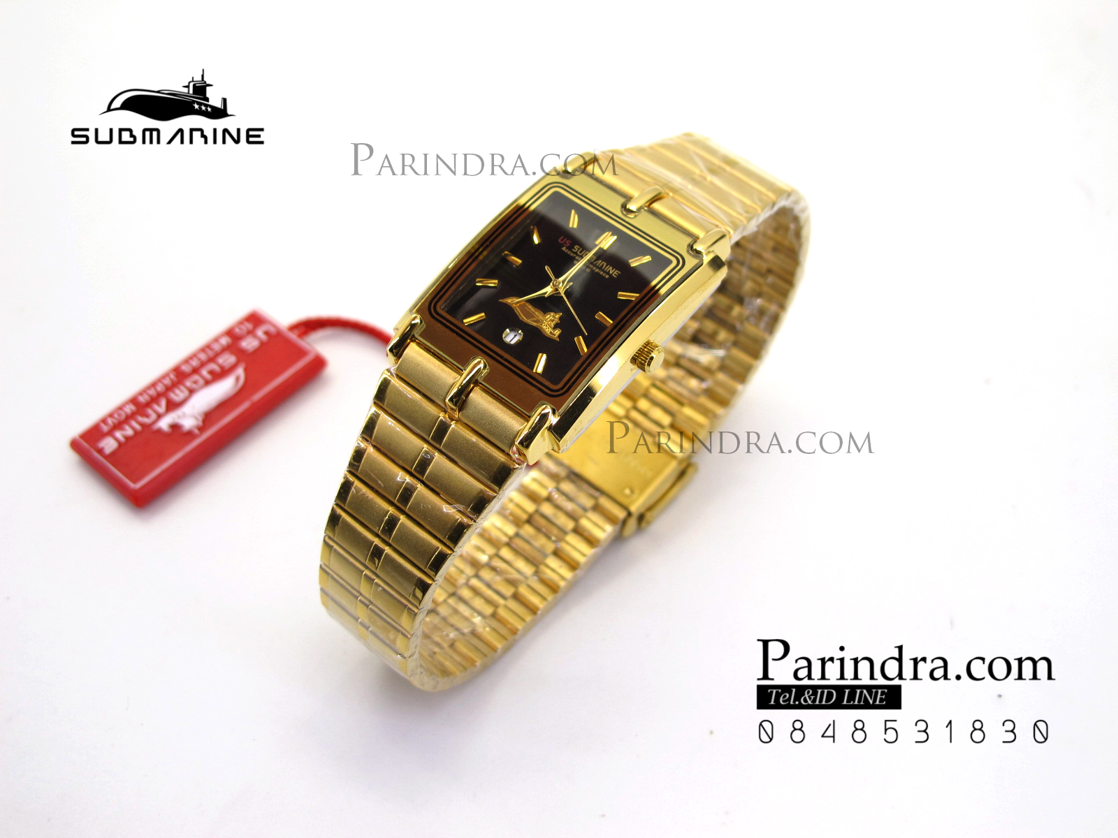 นาฬิกา US submarine รุ่น SUB1001M เรือนใหญ่ สายสแตนเลสสีทองหน้าปัดสีดำ