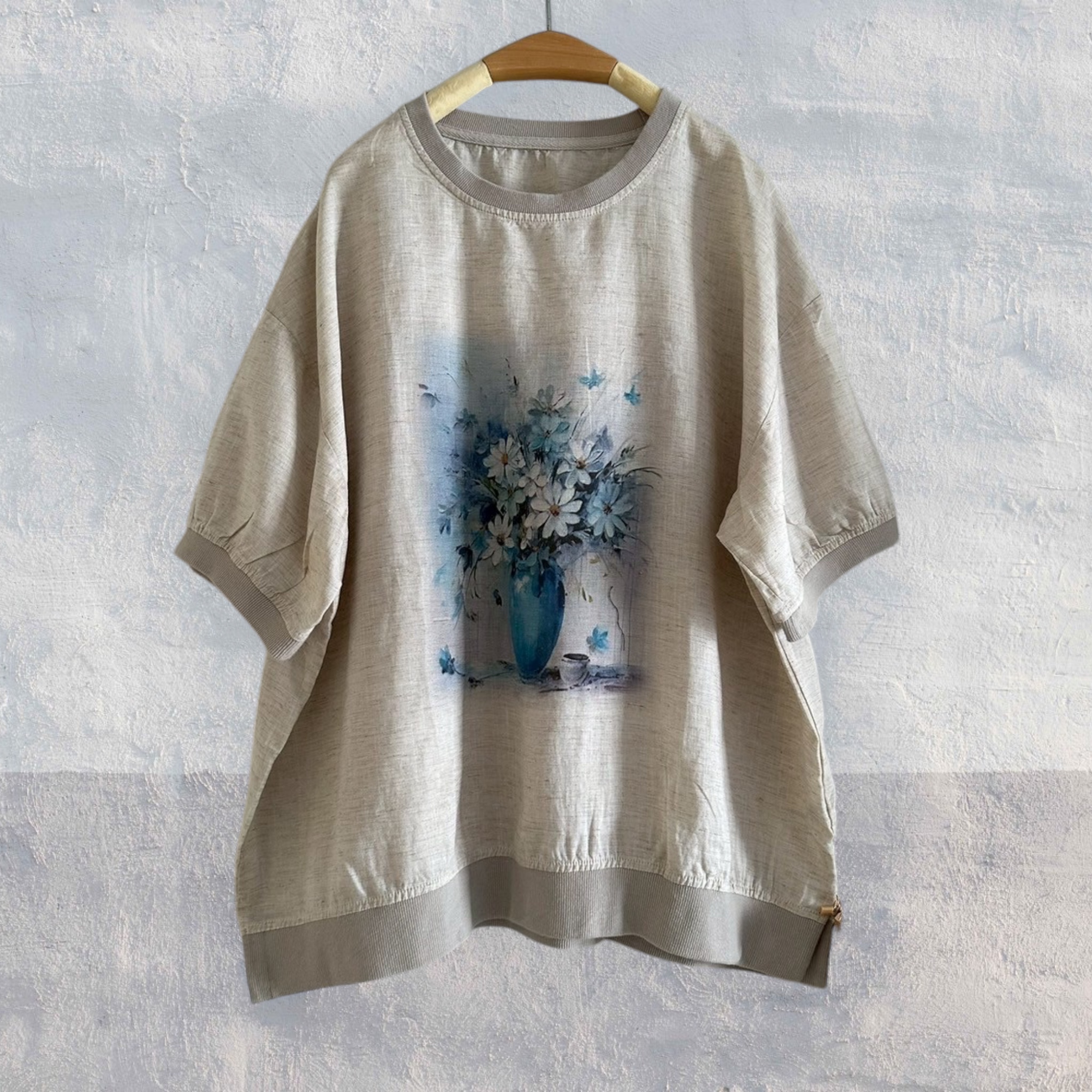เสื้อผ้าลินินลายพิมพ์ทรงโอเวอร์ไซส์