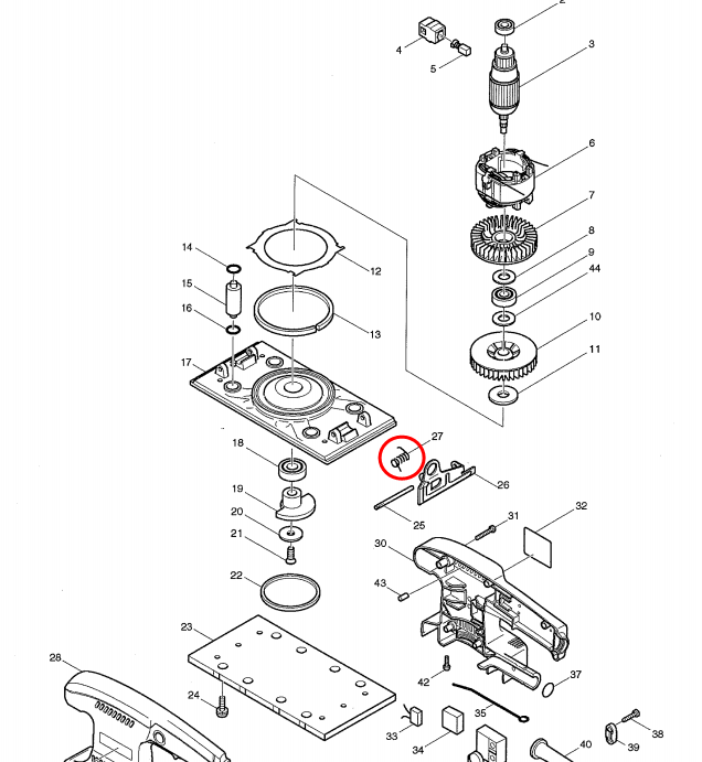 TORSION SPRING เครื่องขัดกระดาษทราย Makita มากีต้า BO3700 [#27] Pn.231647-1 (แท้)##