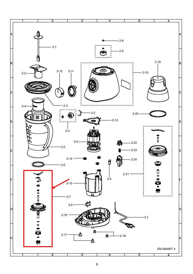 ใบมีดเครื่องปั่น SHARP (ชาร์ป) รุ่น EM-SMART4, EM-SAVE1, EM-SAVE D, EM-22A, EM-44A Pn.9F2081ASY (แท้)