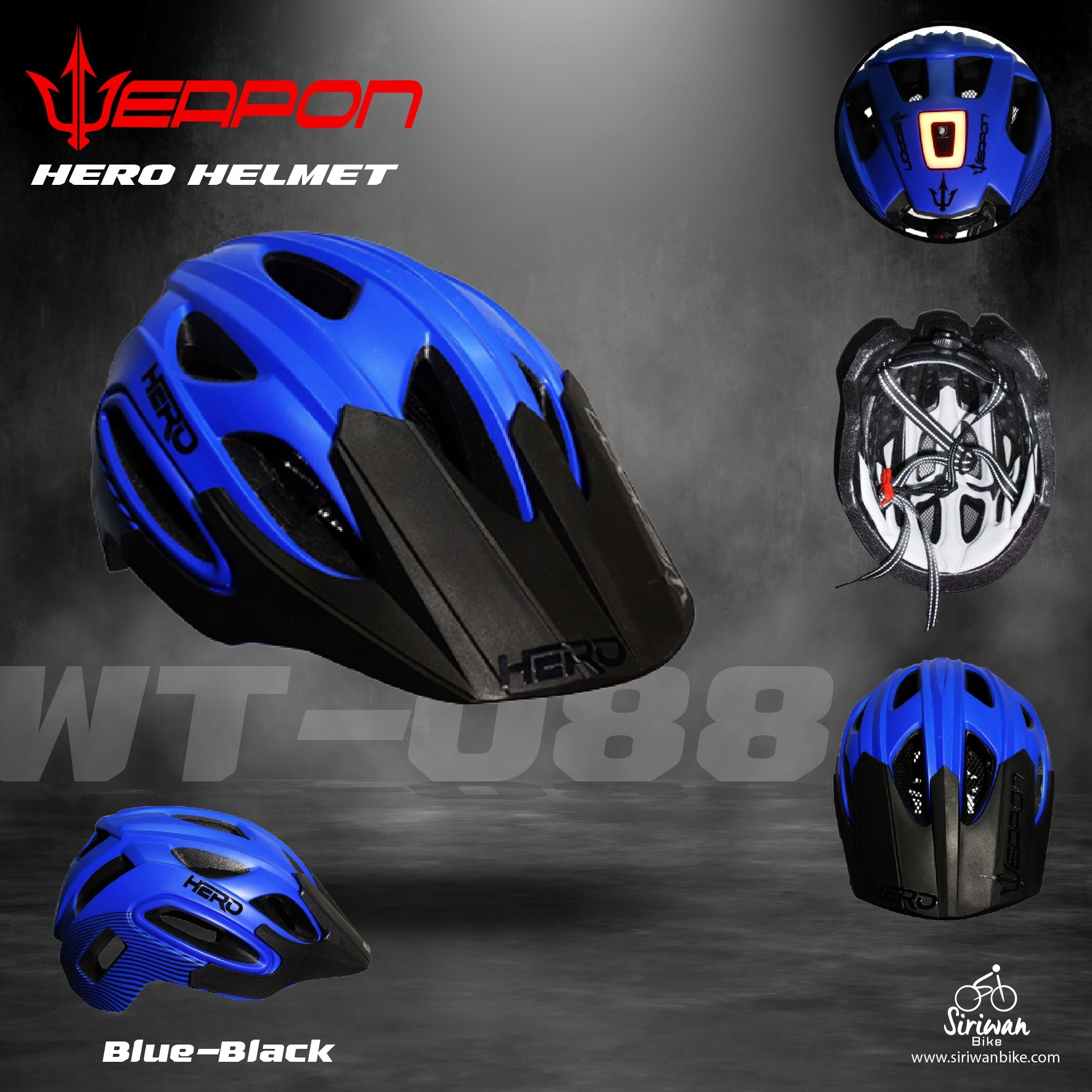 WEAPON รุ่น WT-088 หมวกจักรยาน หมวกปั่นจักรยาน SIZE L เส้นรอบศรีษะ 58-61เซนติเมตร