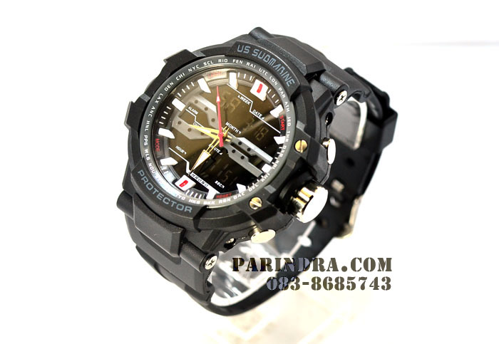 นาฬิกา US submarine Protector รุ่น TP3152M สีดำเทา พื้นหลังดำ