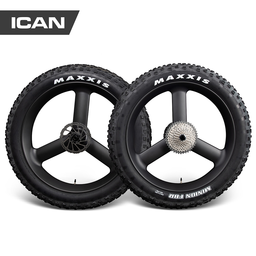 ล้อแม็ก ล้อคาร์บอน ICANขอบสูง 90mm 3ก้าน สำหรับ Fat bike wheels ยางงัด tubeless (ไม่รวมยางนอก 4.8inch)