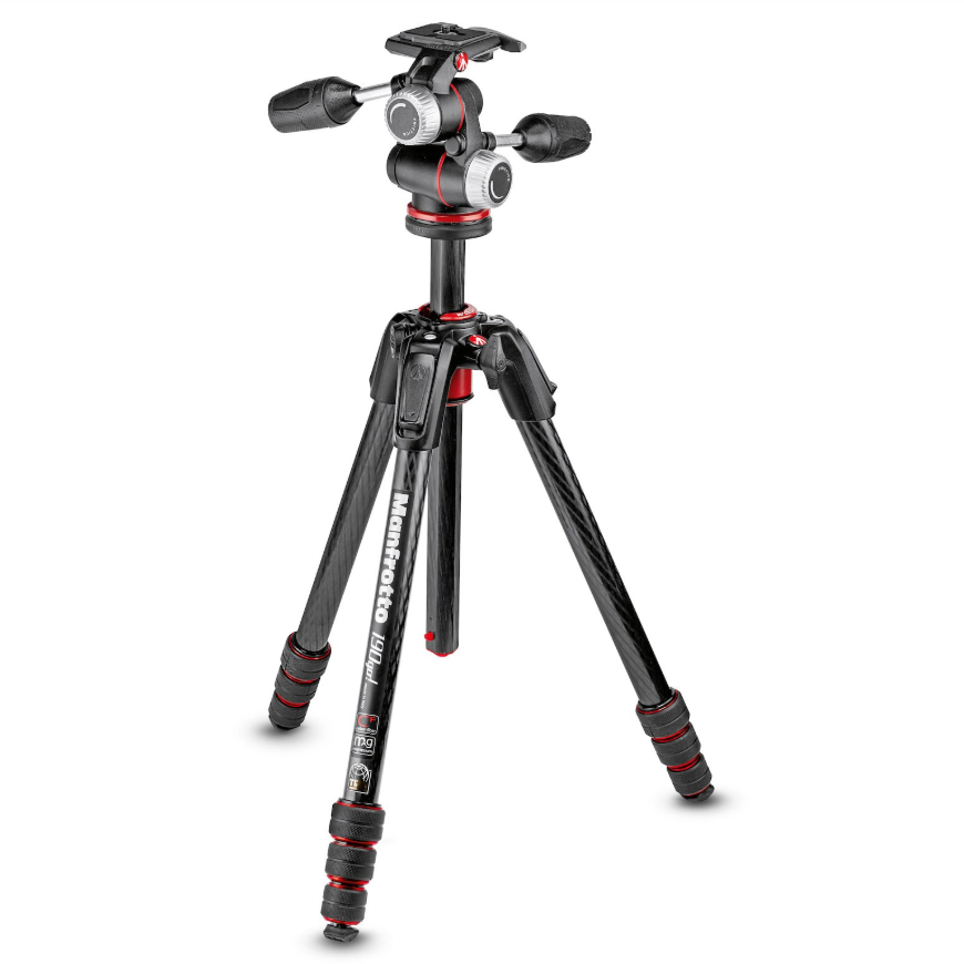 ขาตั้งกล้องคาบอนไฟเบอร์พร้อมหัว3 ทาง 190go! MS Carbon Tripod kit 4-Section with XPRO 3-way head MF-MK19-GC43W Manfrotto ประกันศูนย์ 10 ปี