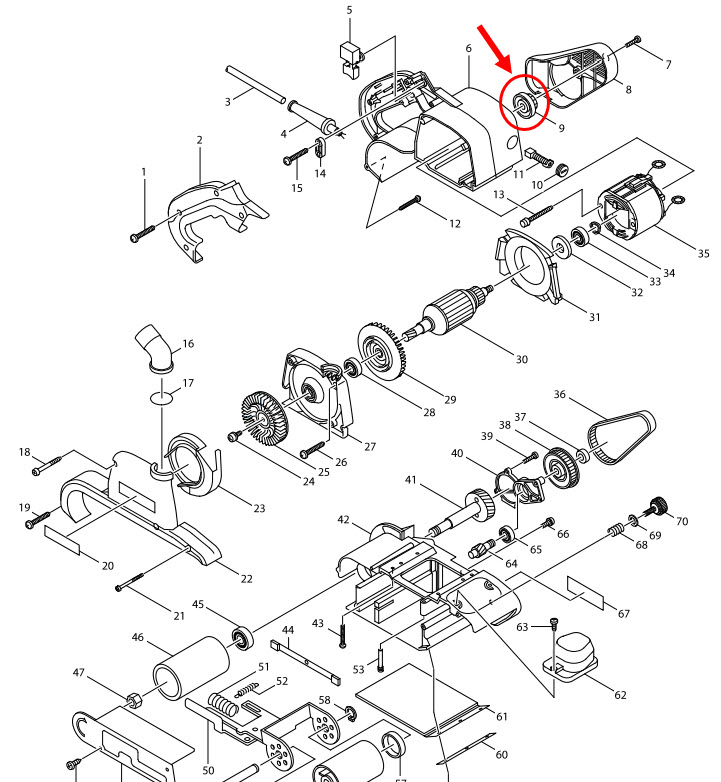 พูเล่ เครื่องขัดกระดาษทราย Makita 9403 [#9] Pn.222147-2 (แท้) ## (*)