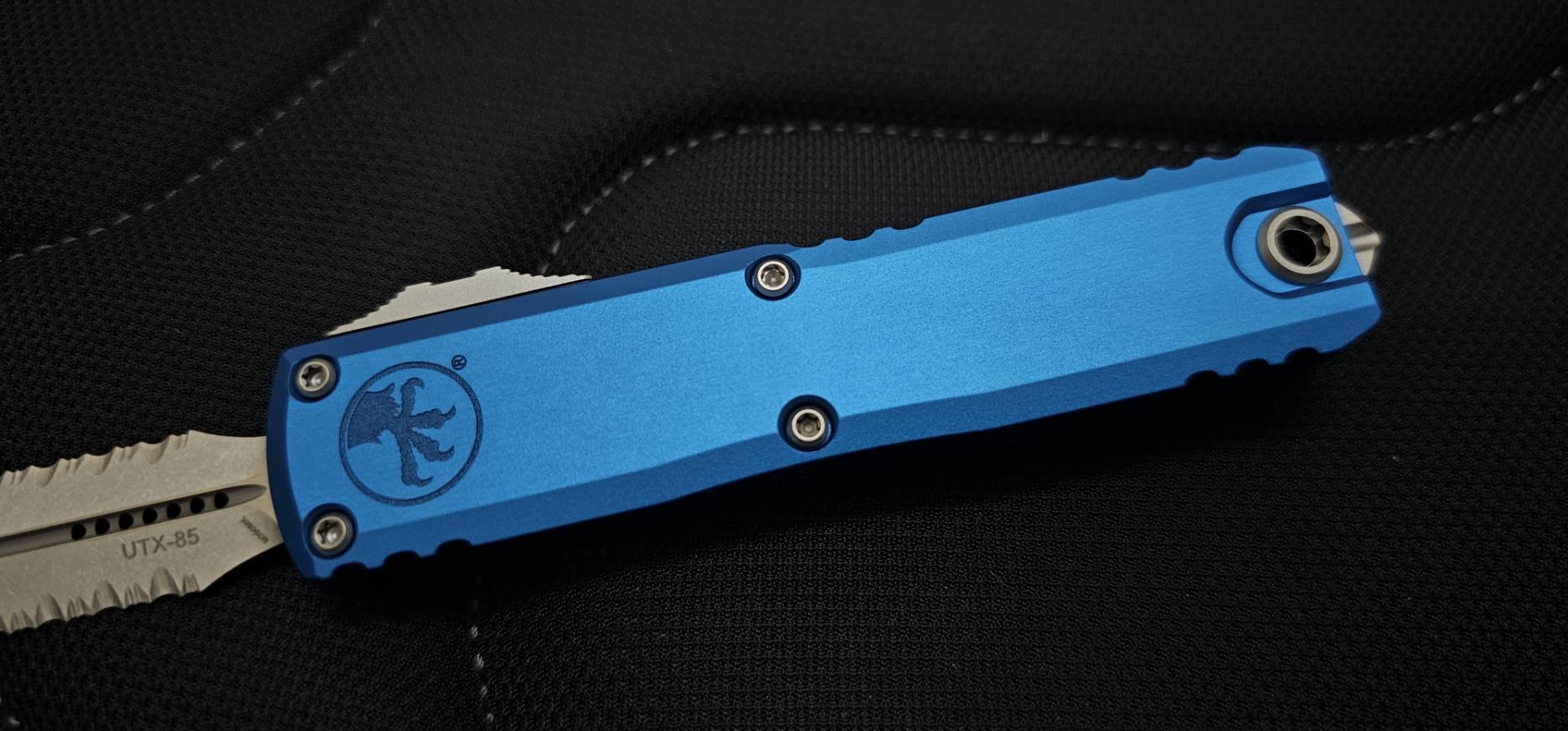 Microtech UTX-85 Gen III Stonewash Blue Handle Part Serrated