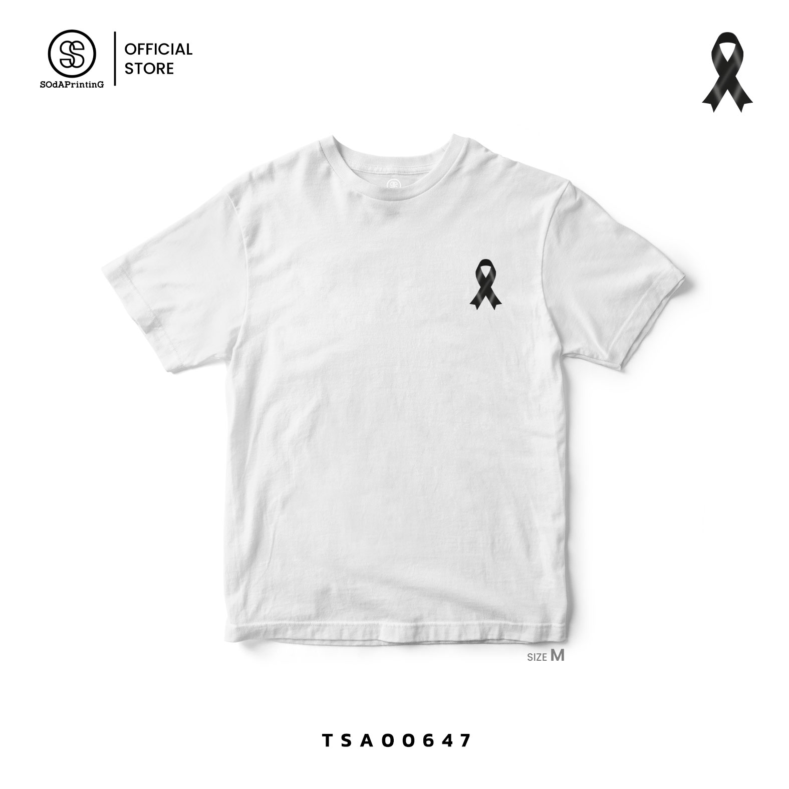 เสื้อยืด Black & White ริบบิ้นแสดงความไว้อาลัย รหัส TSA00646-TSA00647 (C32) #SOdAPrintinG
