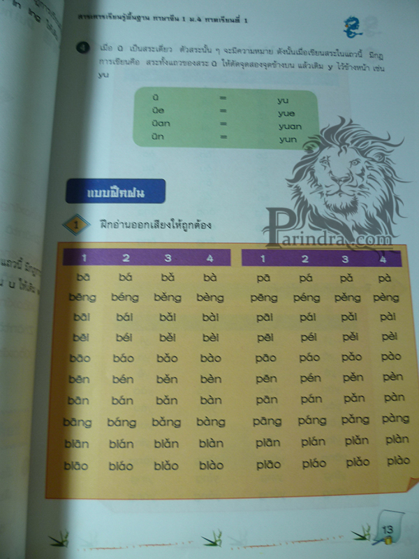 หนังสือเรียนภาษาจีน ม.๔ ภาคเรียนที่ ๑