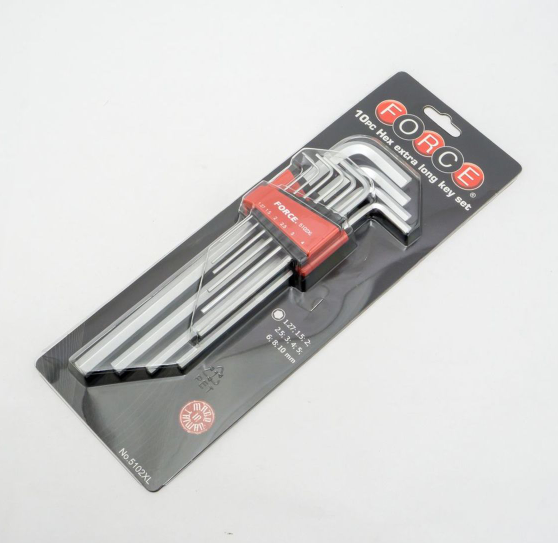 ชุดประแจ แอล 6เหลี่ยมยาวพิเศษ (10ชิ้น) ฟอร์ซ (FORCE) Pn.5102XL (แท้-สั่ง) (**)