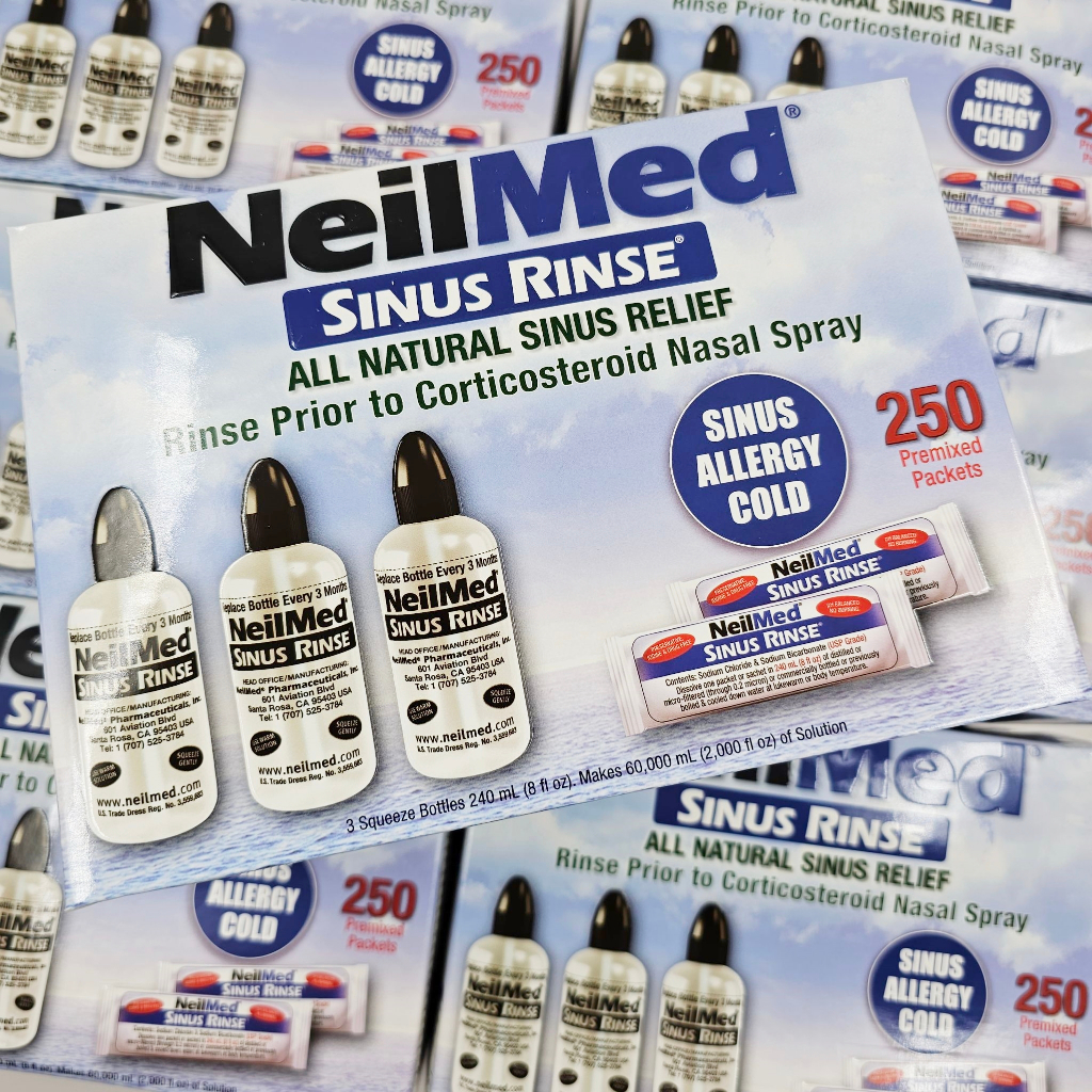 Neilmed Rinse Value set ขวดใส่น้ำเกลือ × 3ขวด ผงน้ำเกลือ × 250 ซอง สำเนา
