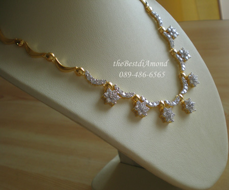 สินค้าหมด++NL012สร้อย7 flowers ดีไซน์สวยสุดๆ หรูหรามากๆ งานเรียบร้อย ช่อดอกไม้ 7 ดอก ห้อยระย้า รับรองใส่ออกงานเด่นไม่แพ้ใคร ประกันความสวย เพชรวิ๊งๆ