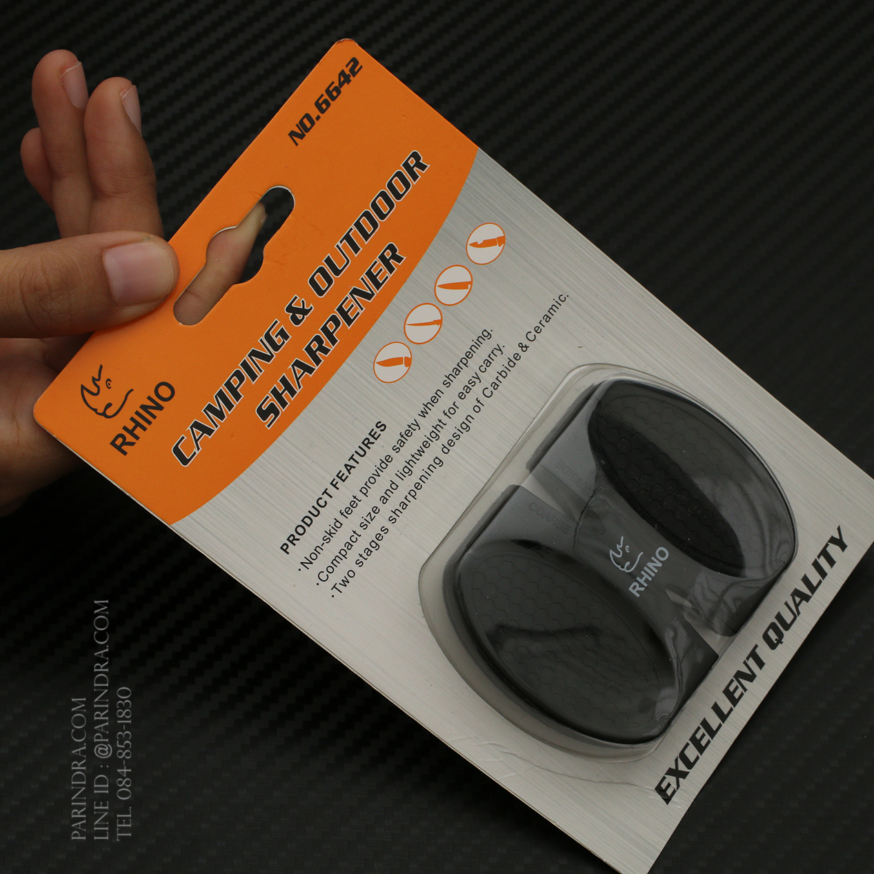 หินลับมีดแบบพกพา RHINO BRAND NO.6642 Camping & Outdoor Sharpener (ของแท้)