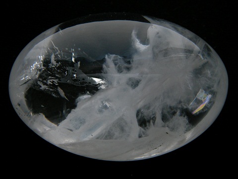 QU0005 QUARTZ โป่งข่ามแก้วใส แก้วพิรุณหมอก ปุยเมฆขาว เนื้อแก้วในสะอาดใหญ่พิเศษ size 49 x 34 x 20 mm. พม่า