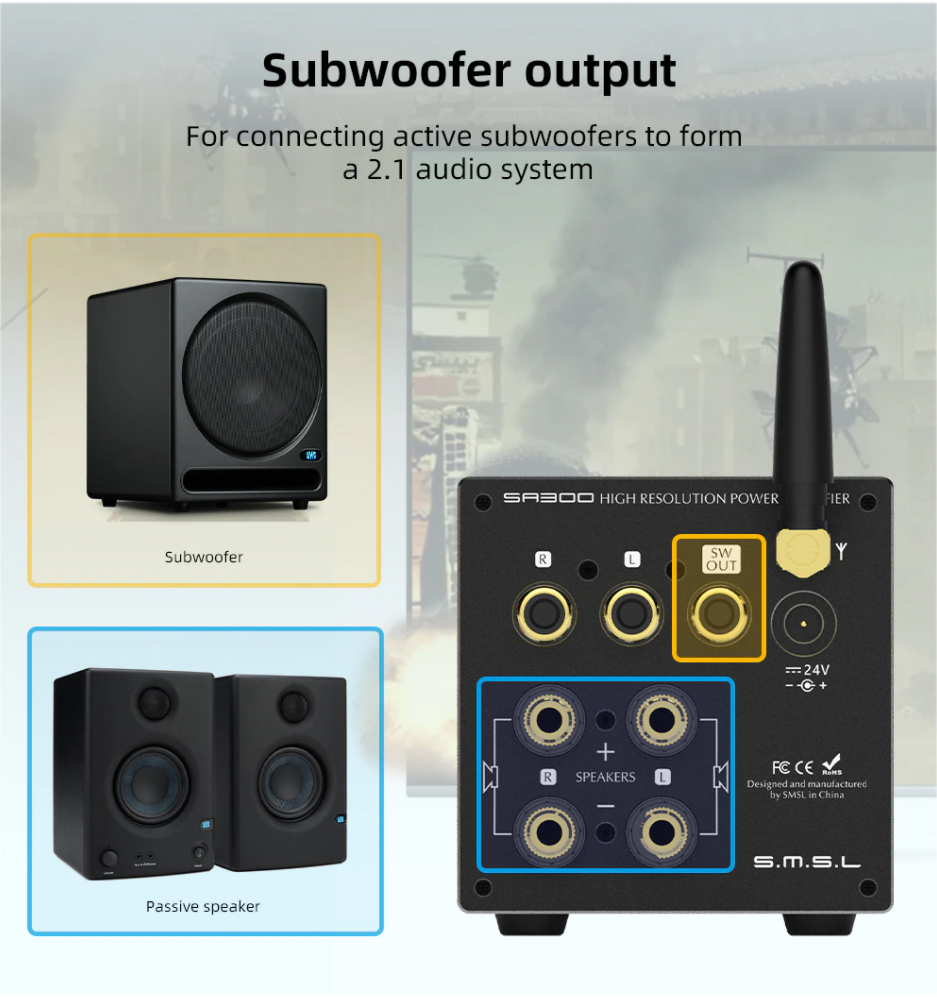 SMSL SA300 แอมป์ตั้งโต๊ะระดับ Hi-Res รองรับ Bluetooth5.0 ประกันศูนย์ไทย