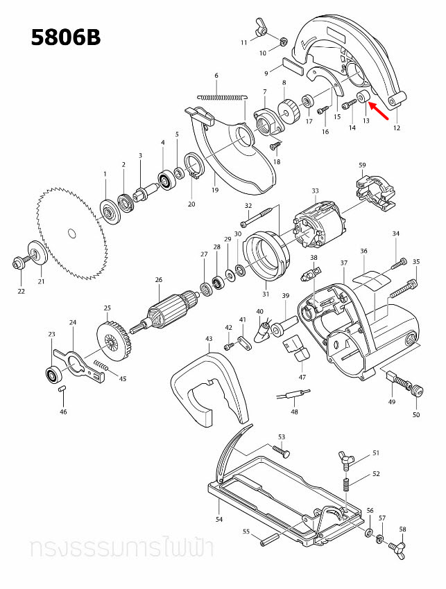 RUBBER SLEEVE 6 เลื่อยวงเดือน Makita 5806B [#13] , 5900B [#31] P/N.262502-6 (แท้) ##