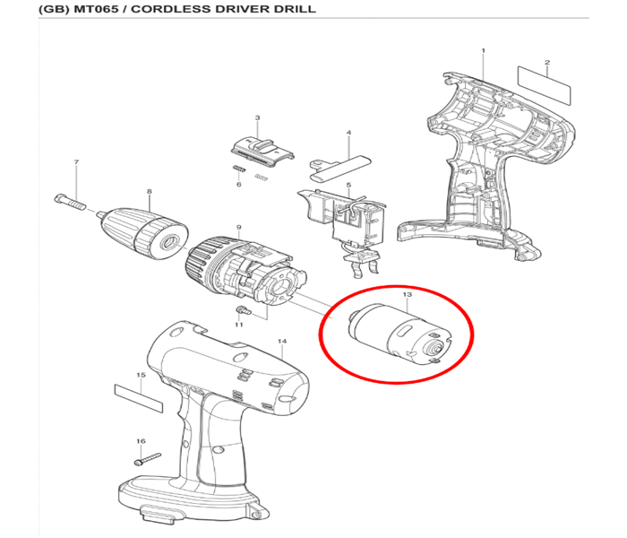 มอเตอร์สว่านไร้สาย Maktec มาคเทค MT065 Pn.629807-1 (แท้) ##