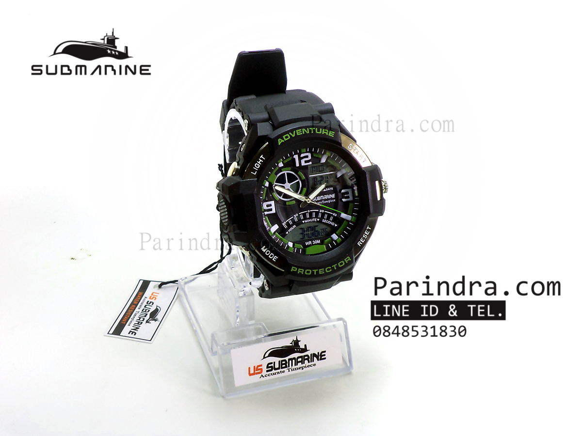 นาฬิกา US submarine Adventure Protector รุ่น TP3156M สีดำตัดเขียว(พื้นเทา)