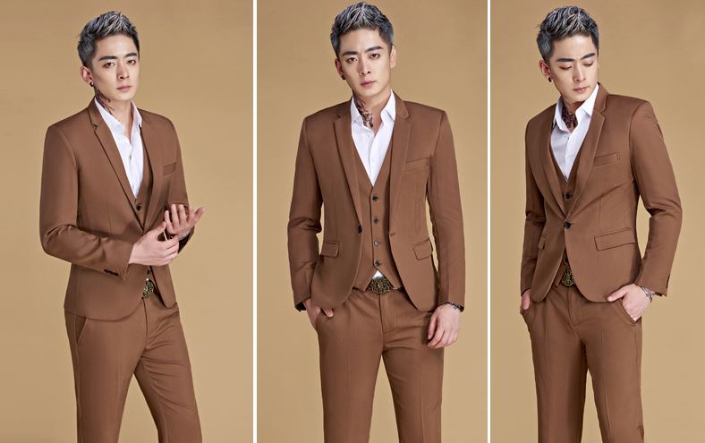 Pre-order ชุดสูทชาย สีน้ำตาล สไตล์เกาหลี