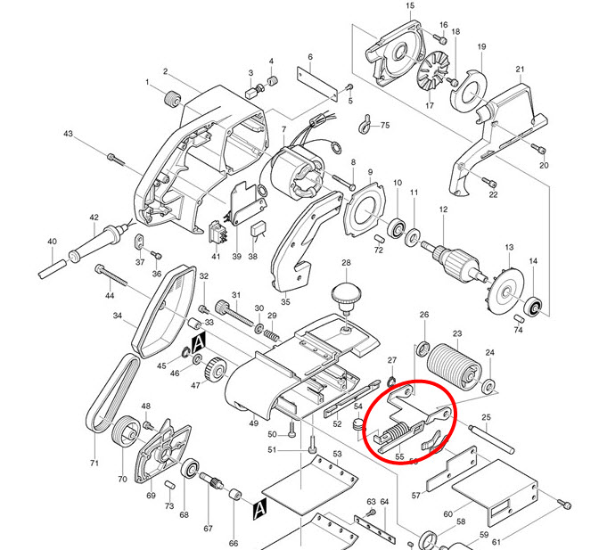 ขาเร่งกระดาษ เครื่องขัดสายพาน Makita มากีต้า 9401 [#41], 9402 [#55] Pn.163039-5 (แท้) ##