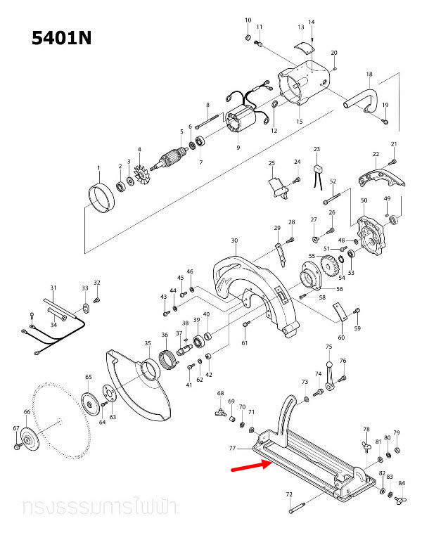ฐานล่าง เลื่อยวงเดือน Makita มากีต้า 5401N [#77] Pn.133174-3 (แท้) ##
