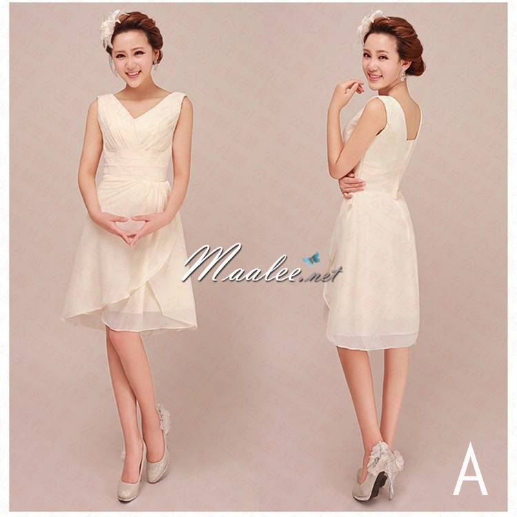 พร้อมส่ง ชุดราตรีสั้น ชุดเพื่อนเจ้าสาว สีครีม Ivory-001A