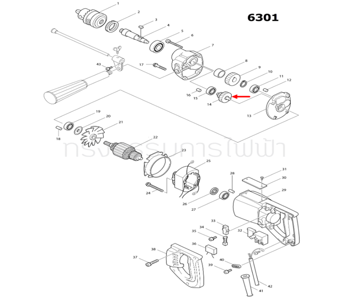เฟือง 2 ชั้น สว่านไฟฟ้า Makita มากีต้า 6301, 6300NB Pn.226012-7 (แท้) ##(*)